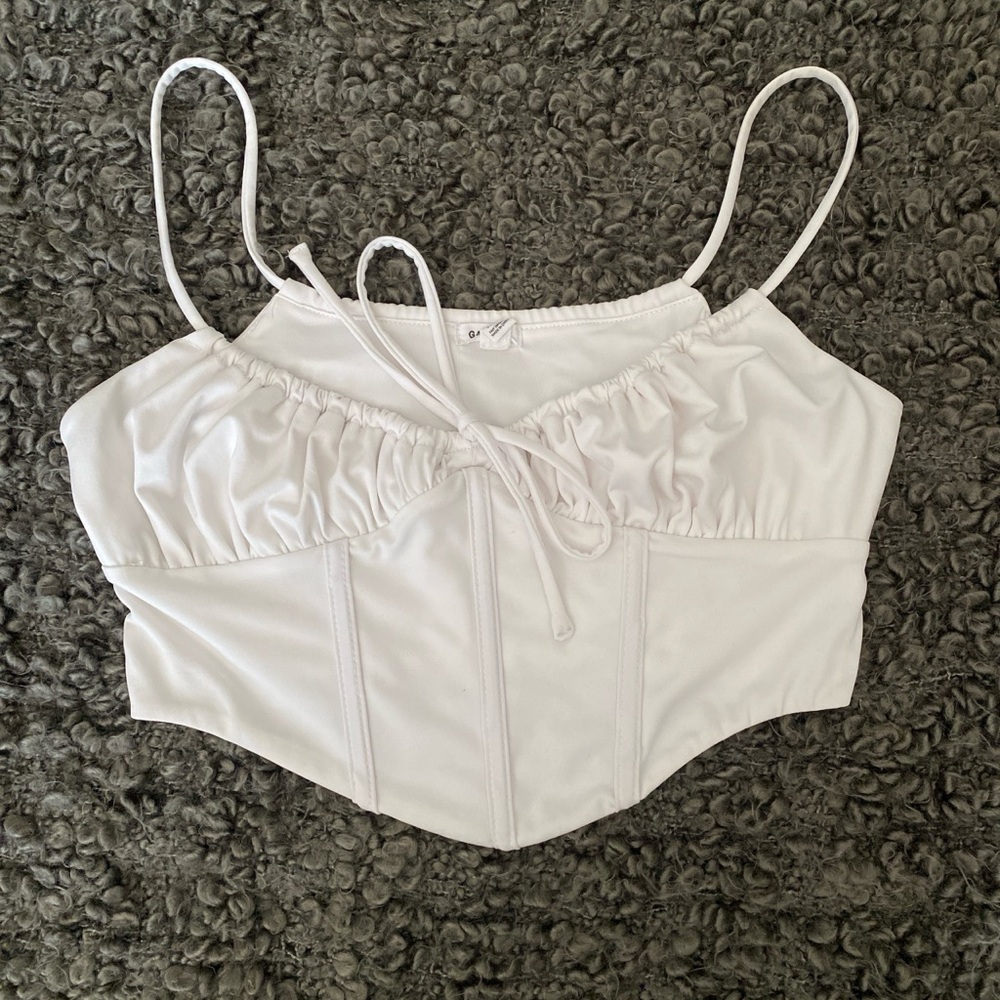 White corset crop top